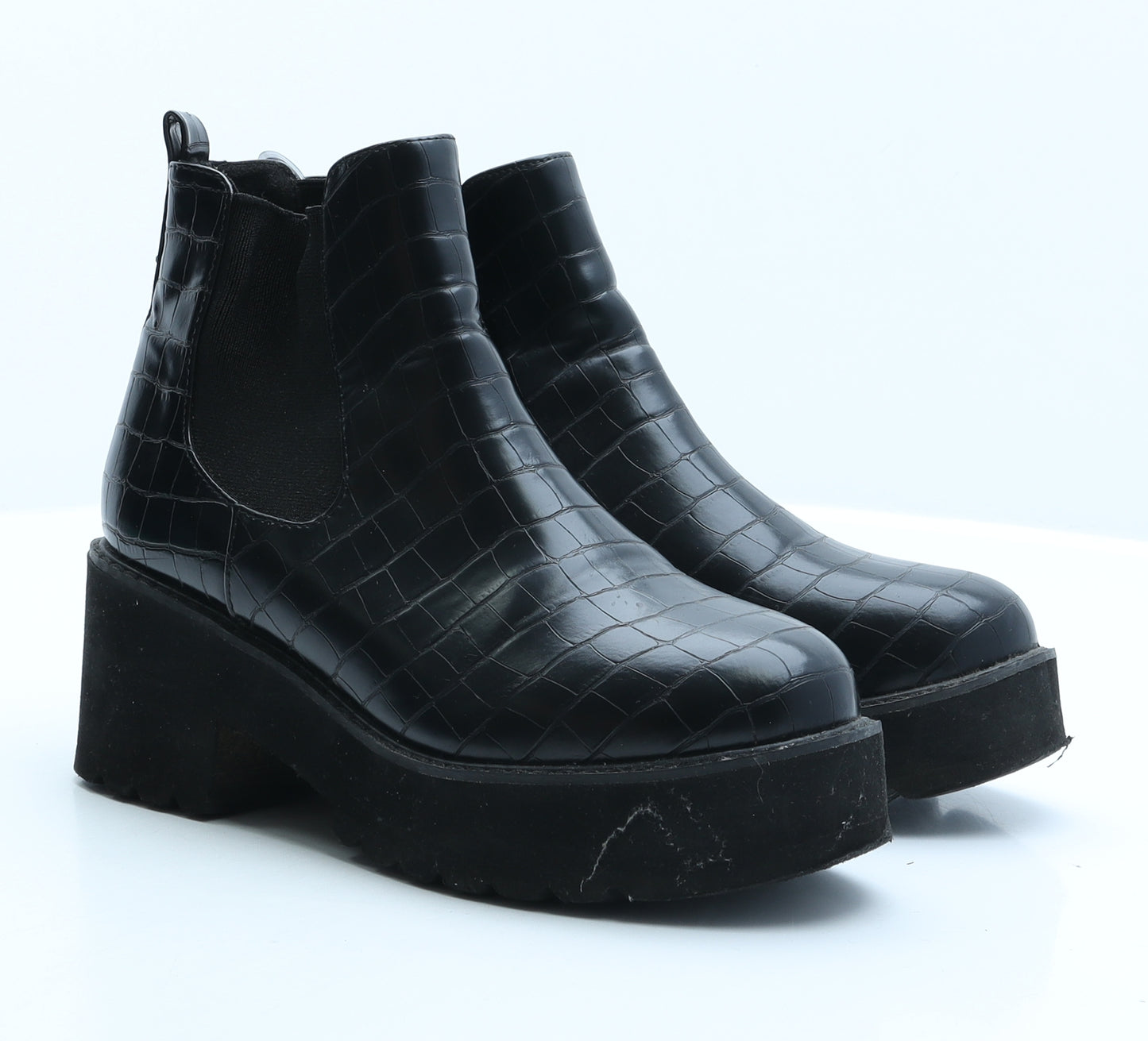 Boohoo Womens Black Synthetic Chelsea Boot UK 6 39 - Croc Texture