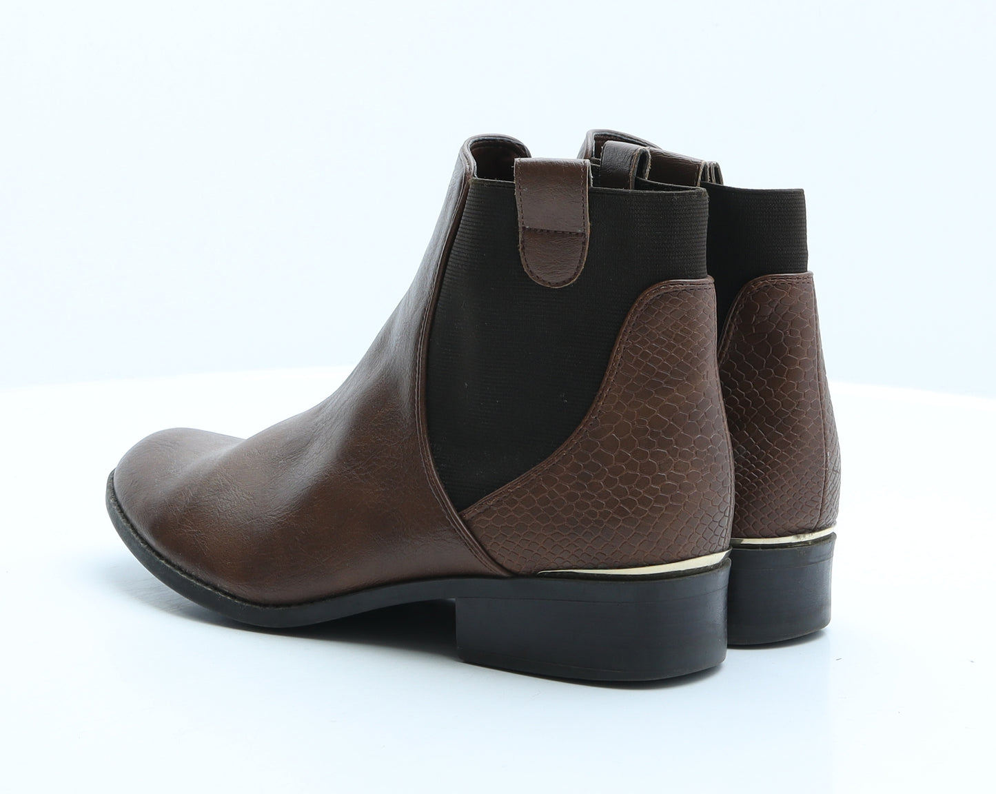 New Look Womens Brown Animal Print Synthetic Chelsea Boot UK 8 - Snake Print