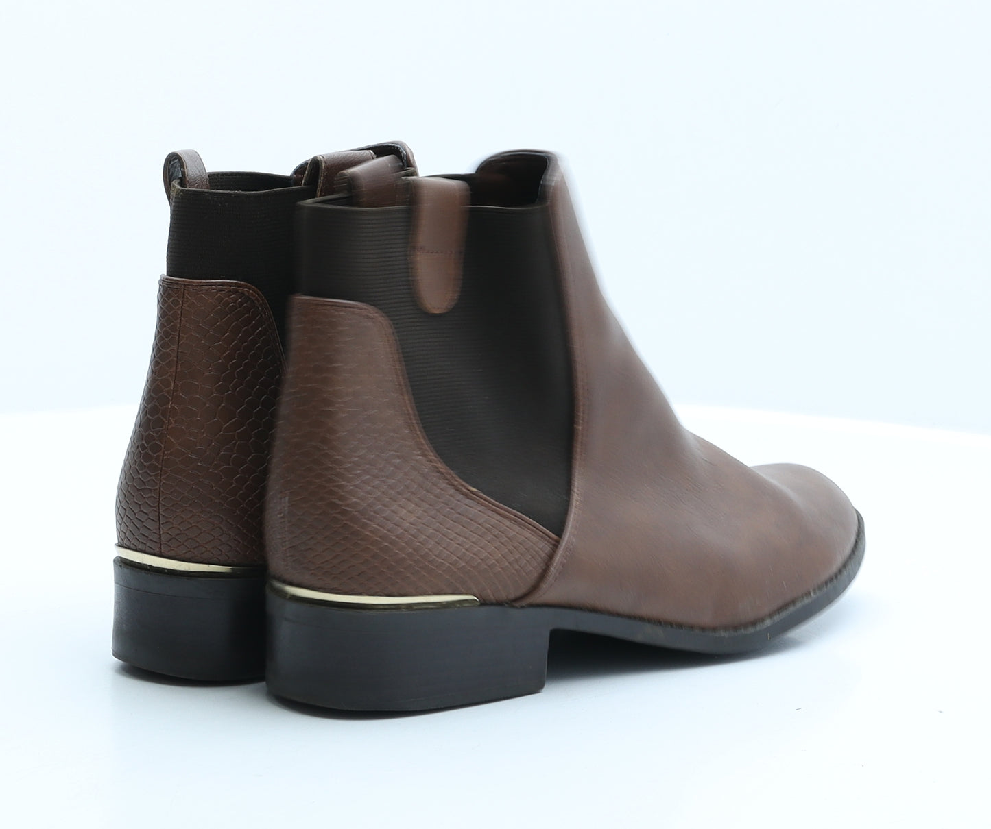 New Look Womens Brown Animal Print Synthetic Chelsea Boot UK 8 - Snake Print