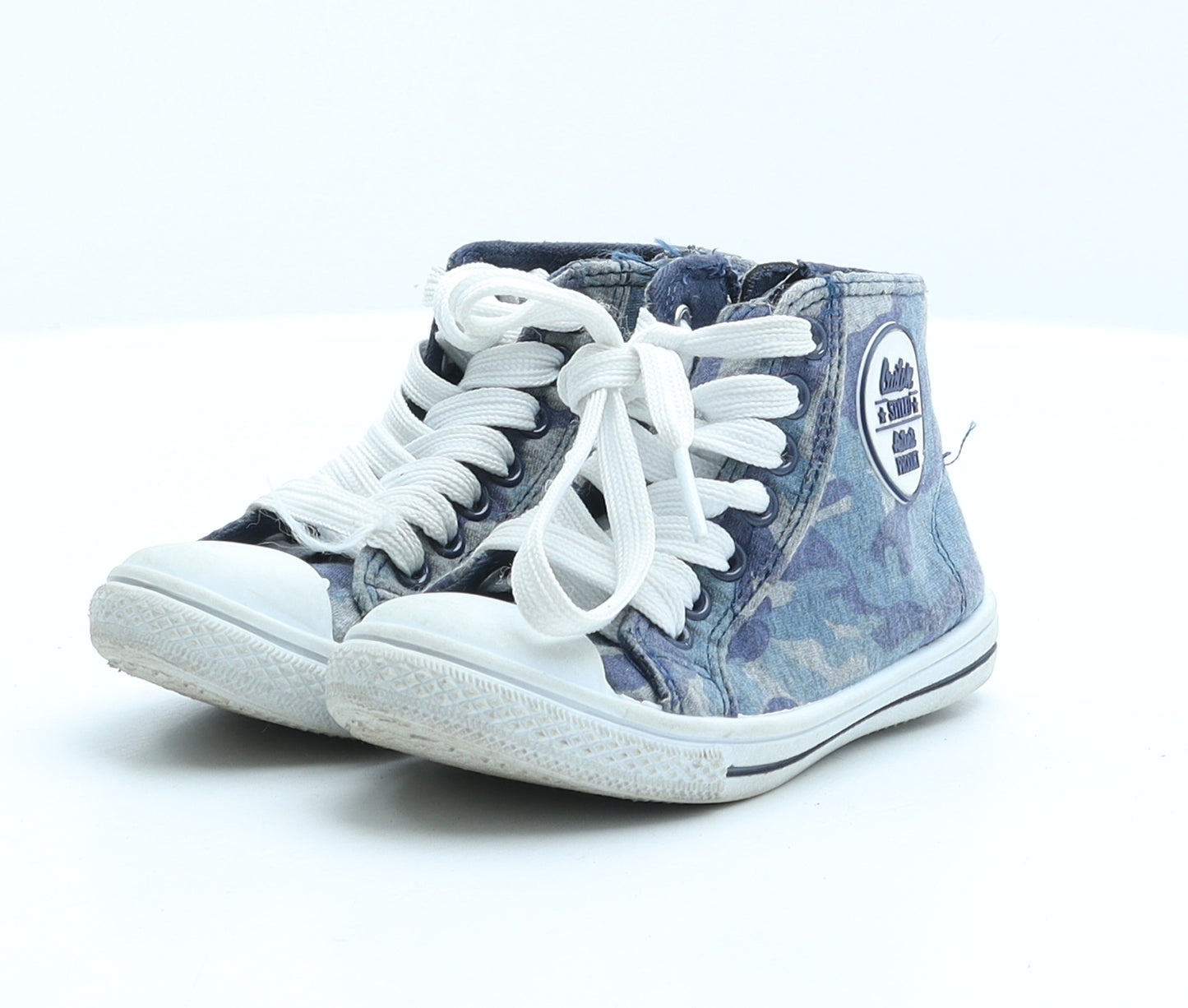 F&F Boys Blue Camouflage Fabric Trainer UK 9 27