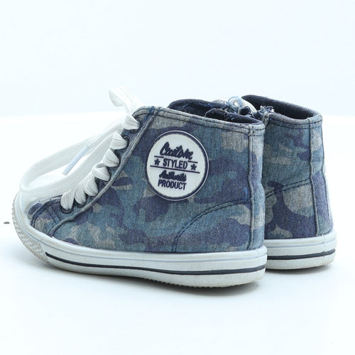 F&F Boys Blue Camouflage Fabric Trainer UK 9 27