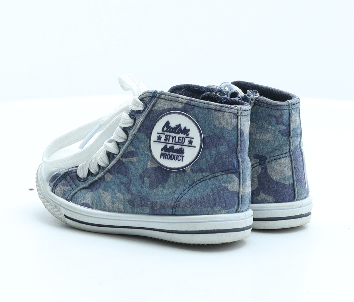 F&F Boys Blue Camouflage Fabric Trainer UK 9 27