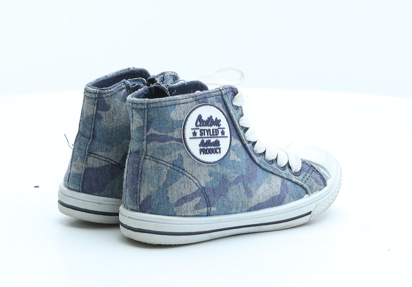 F&F Boys Blue Camouflage Fabric Trainer UK 9 27