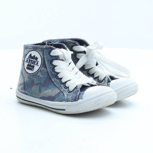 F&F Boys Blue Camouflage Fabric Trainer UK 9 27