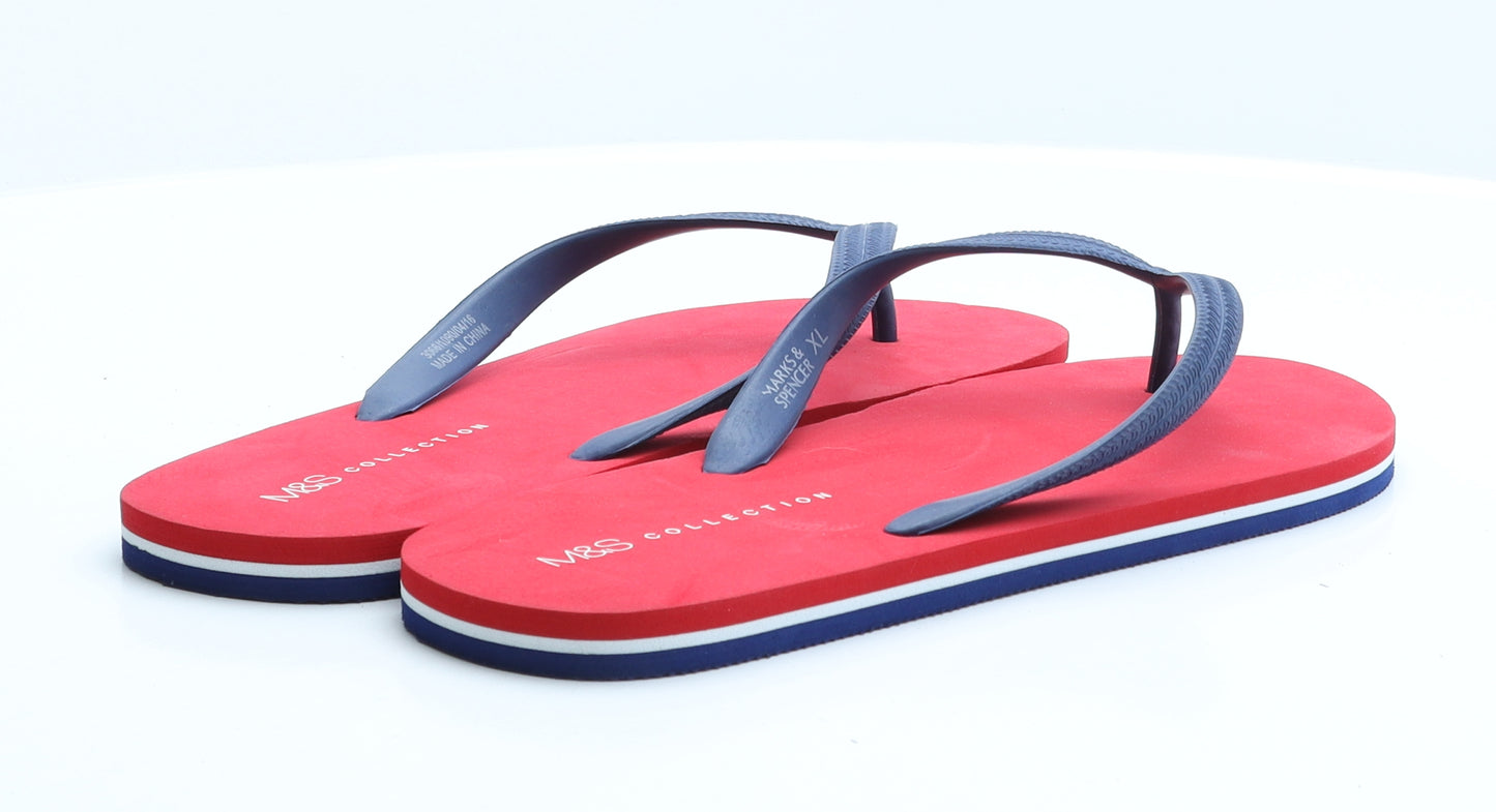 Marks and Spencer Mens Red Rubber Flip-Flop Sandal UK 12