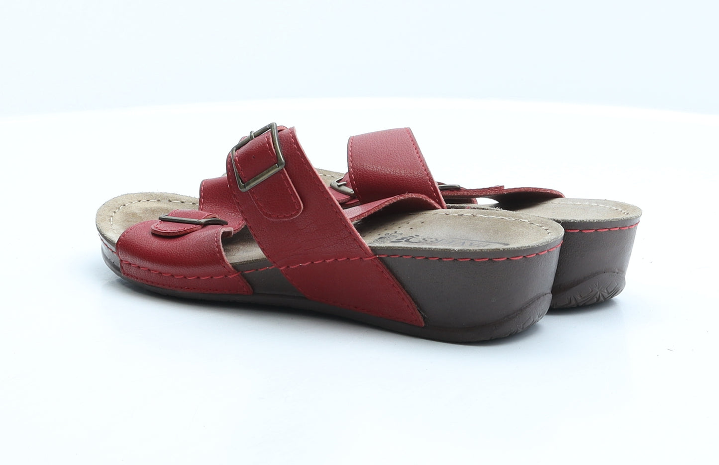 Pavers Womens Red Leather Slip On Sandal UK 5 38