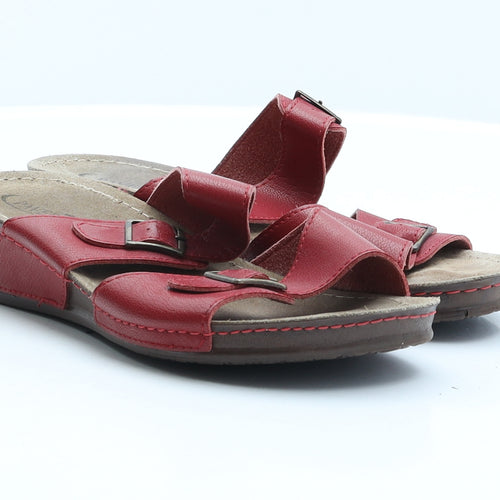 Pavers Womens Red Leather Slip On Sandal UK 5 38