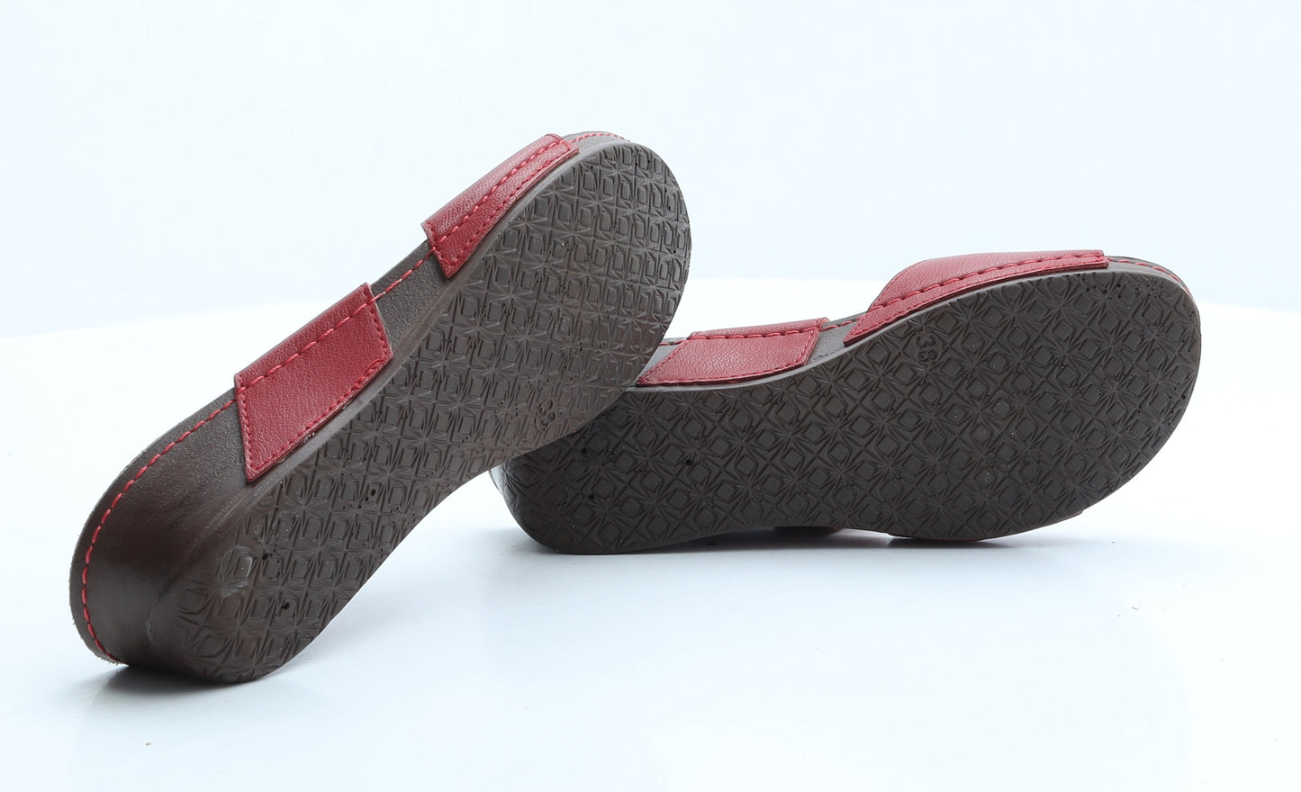 Pavers Womens Red Leather Slip On Sandal UK 5 38