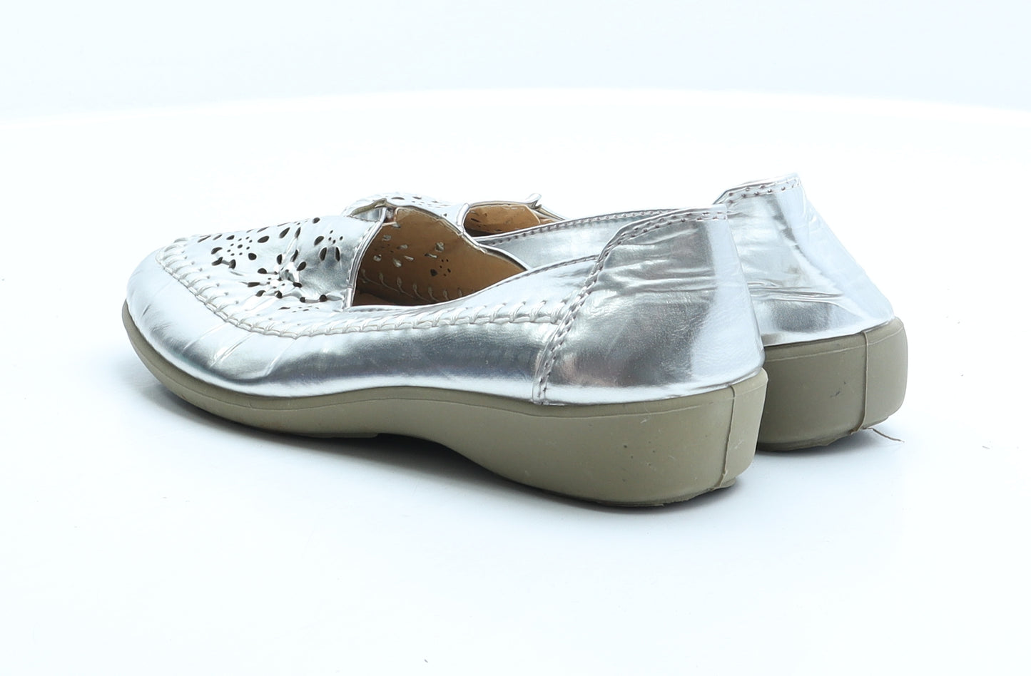 H.Valetina Womens Silver Synthetic Loafer Casual UK 4 37