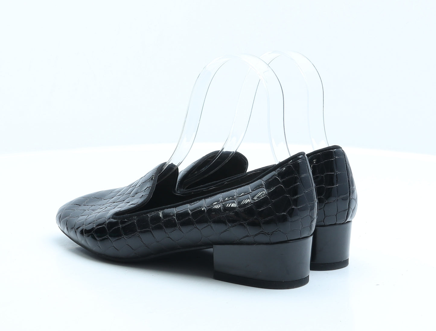 FootGlove Womens Black Synthetic Loafer Flat UK 4 - Croc Texture