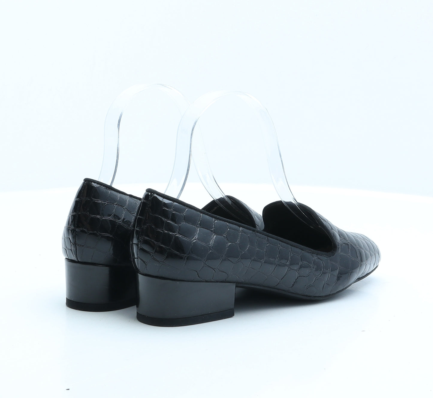 FootGlove Womens Black Synthetic Loafer Flat UK 4 - Croc Texture