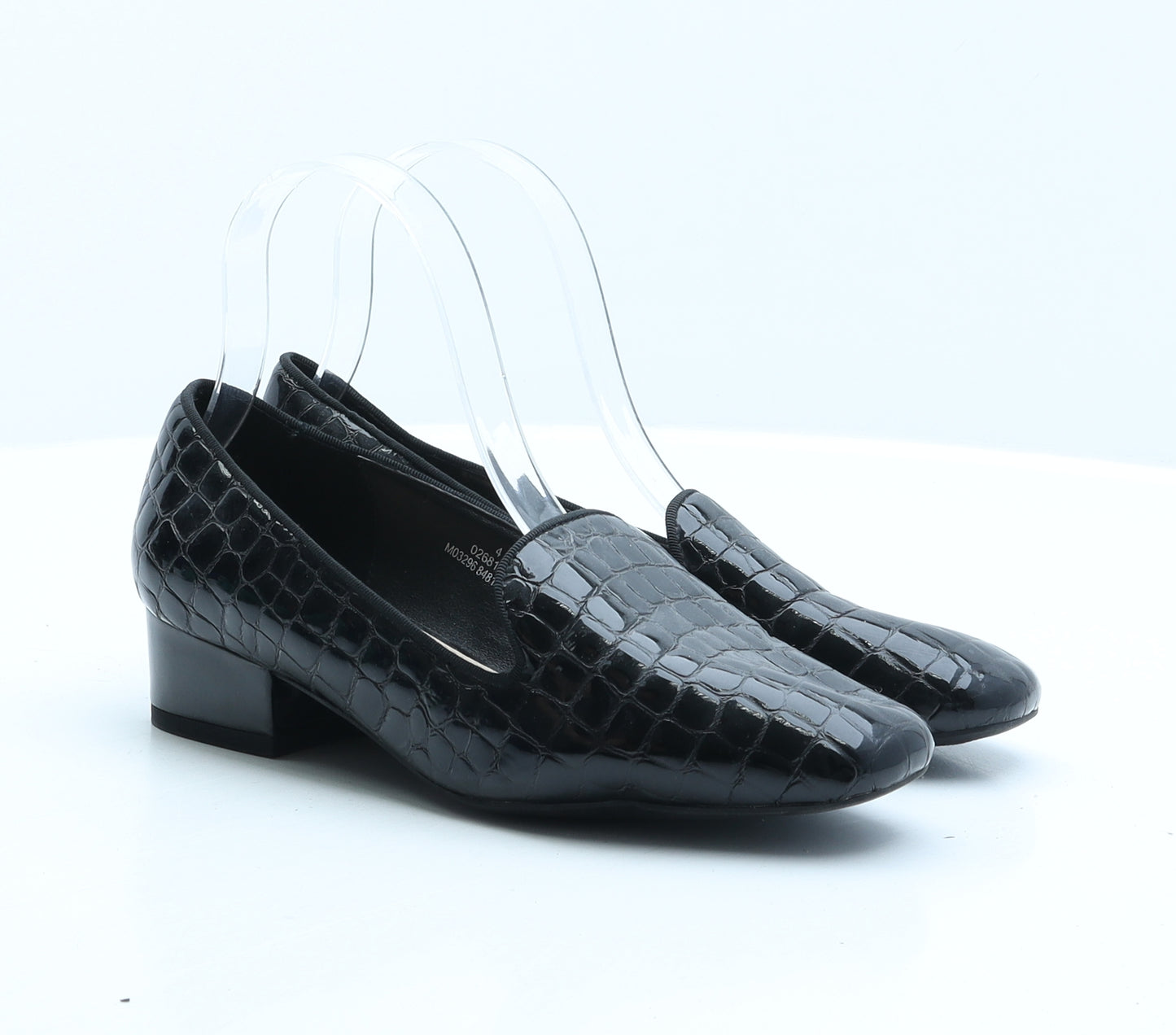 FootGlove Womens Black Synthetic Loafer Flat UK 4 - Croc Texture