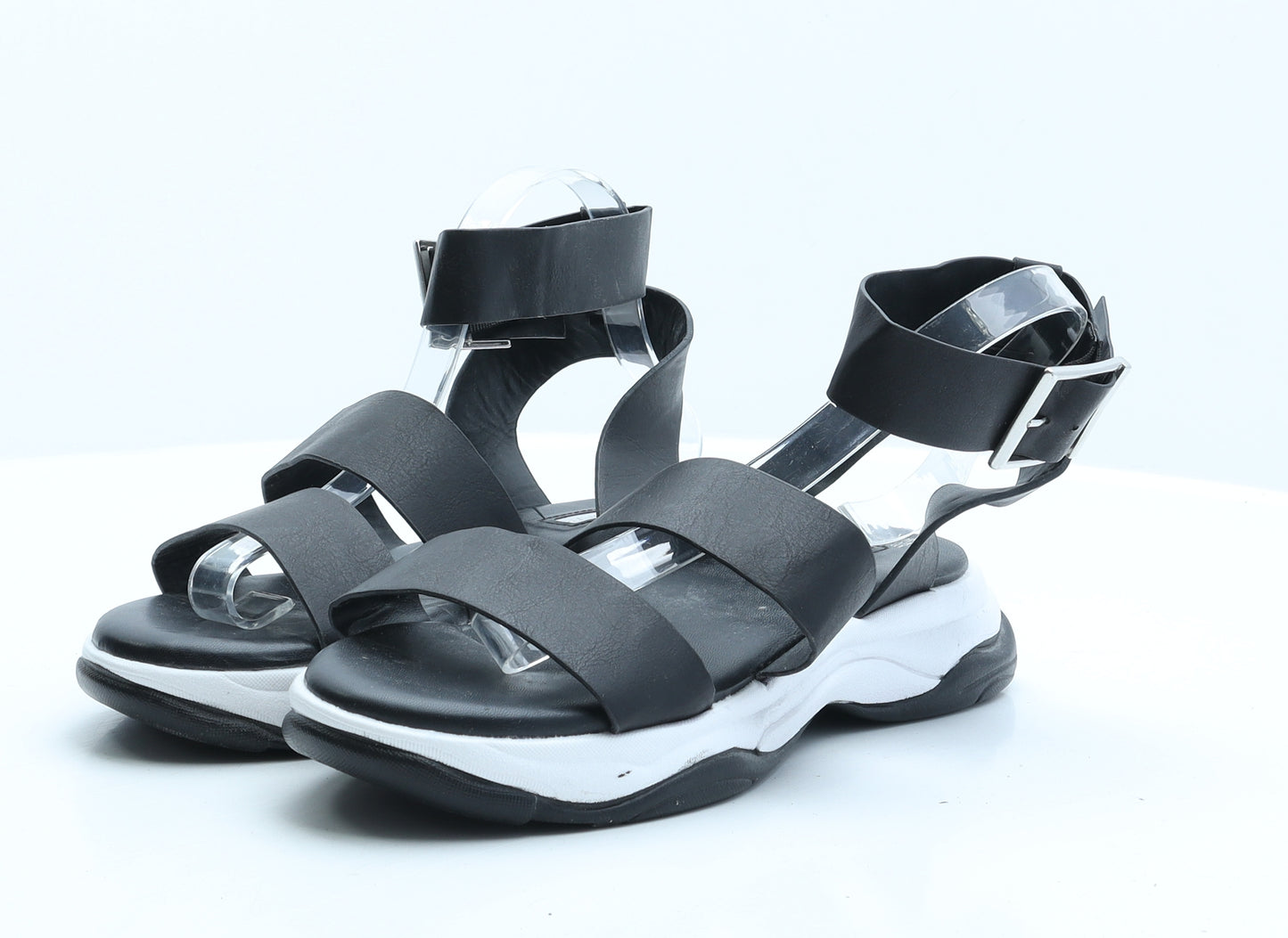Primark Womens Black Synthetic Strappy Sandal UK 7