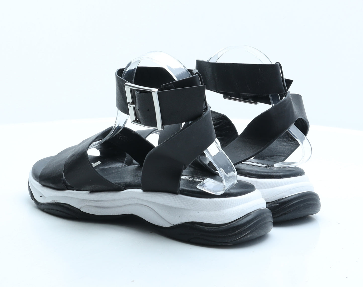 Primark Womens Black Synthetic Strappy Sandal UK 7
