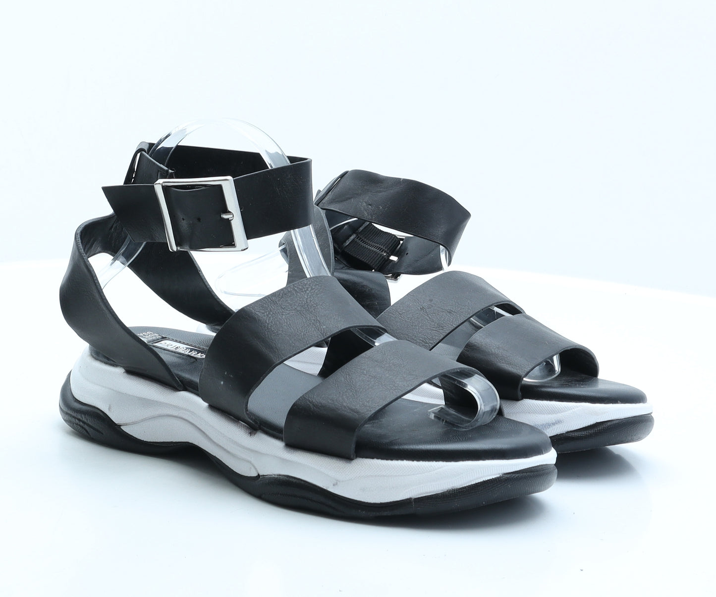 Primark Womens Black Synthetic Strappy Sandal UK 7