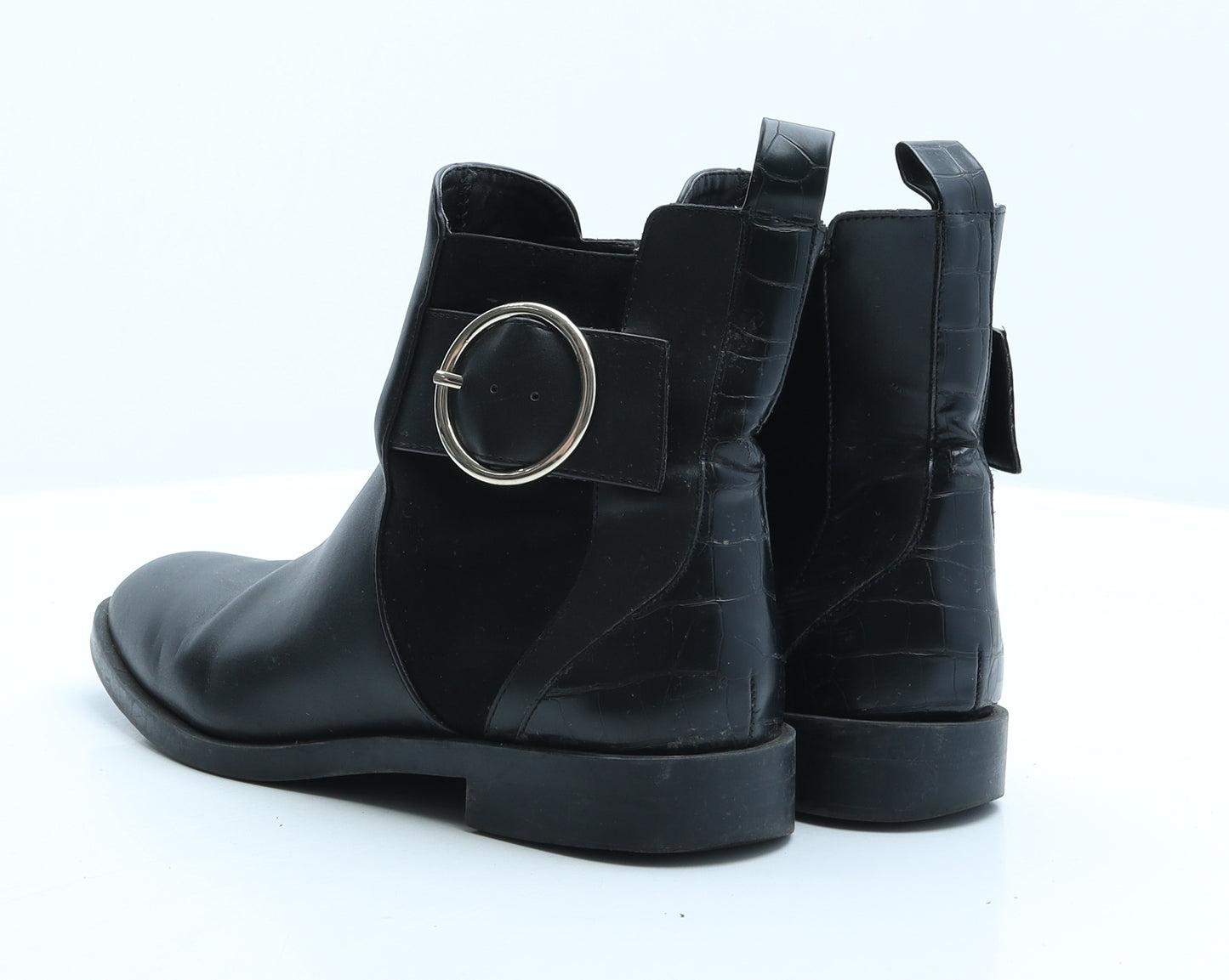 Zara Womens Black Synthetic Biker Boot UK 6 39