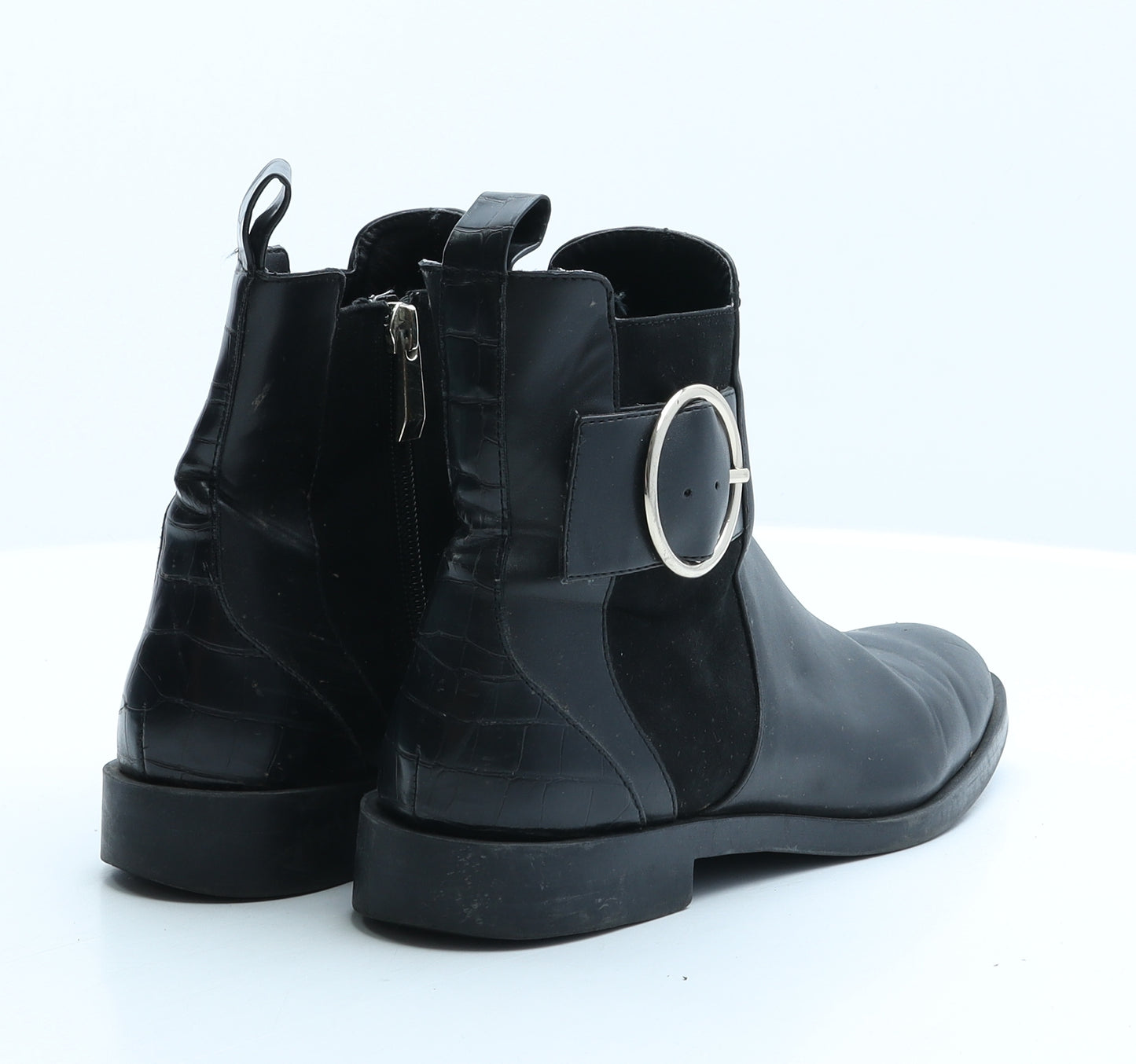 Zara Womens Black Synthetic Biker Boot UK 6 39