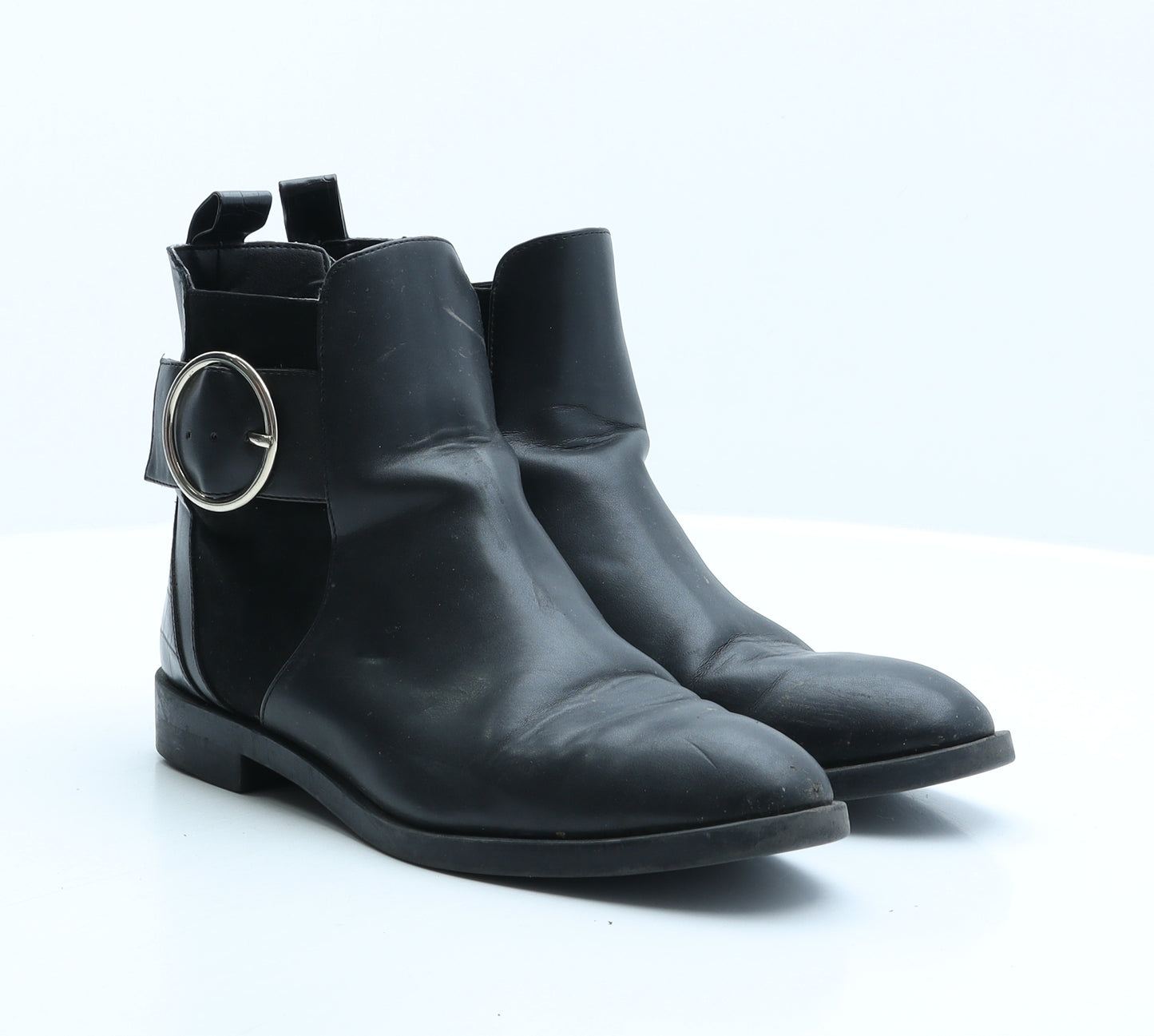 Zara Womens Black Synthetic Biker Boot UK 6 39