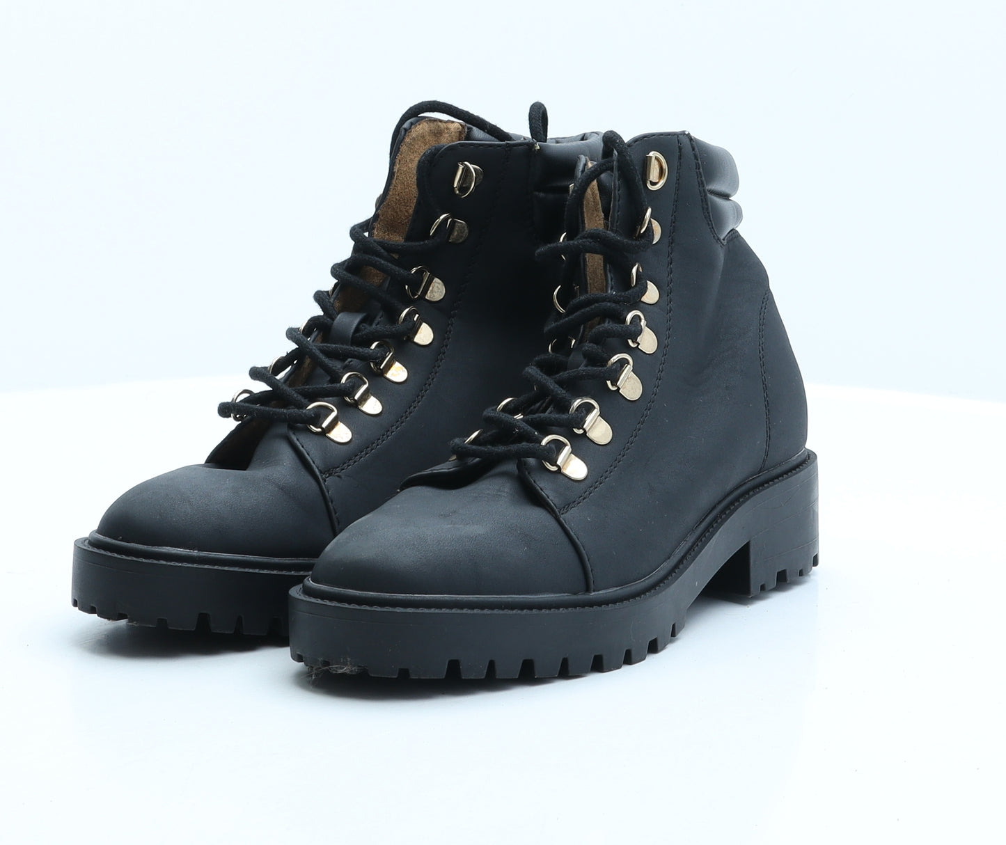 Primark Womens Black Synthetic Combat Boot UK 4