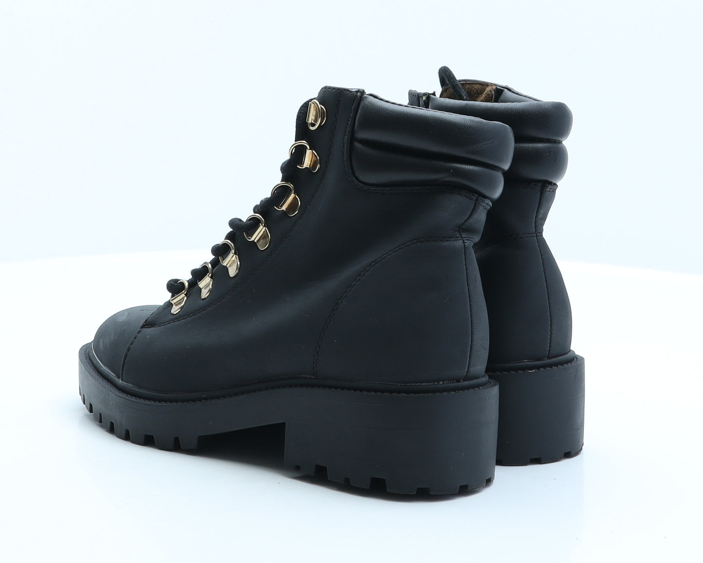 Primark Womens Black Synthetic Combat Boot UK 4