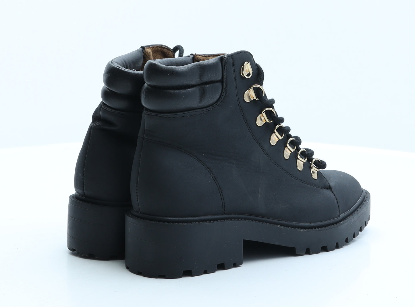 Primark Womens Black Synthetic Combat Boot UK 4