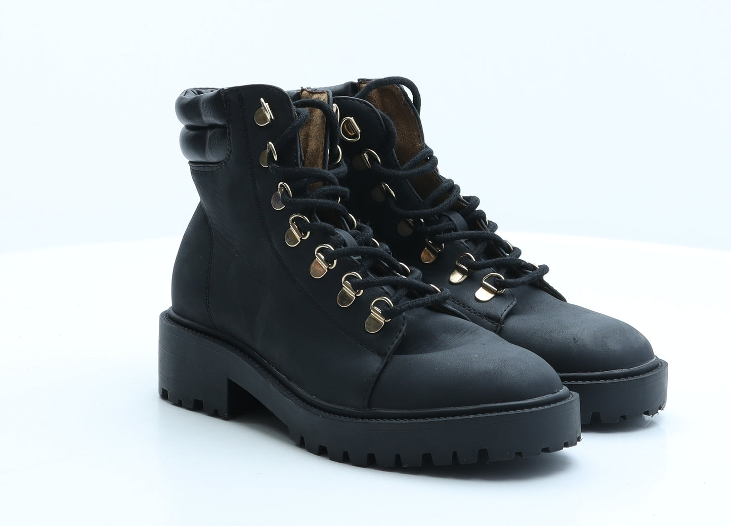Primark Womens Black Synthetic Combat Boot UK 4