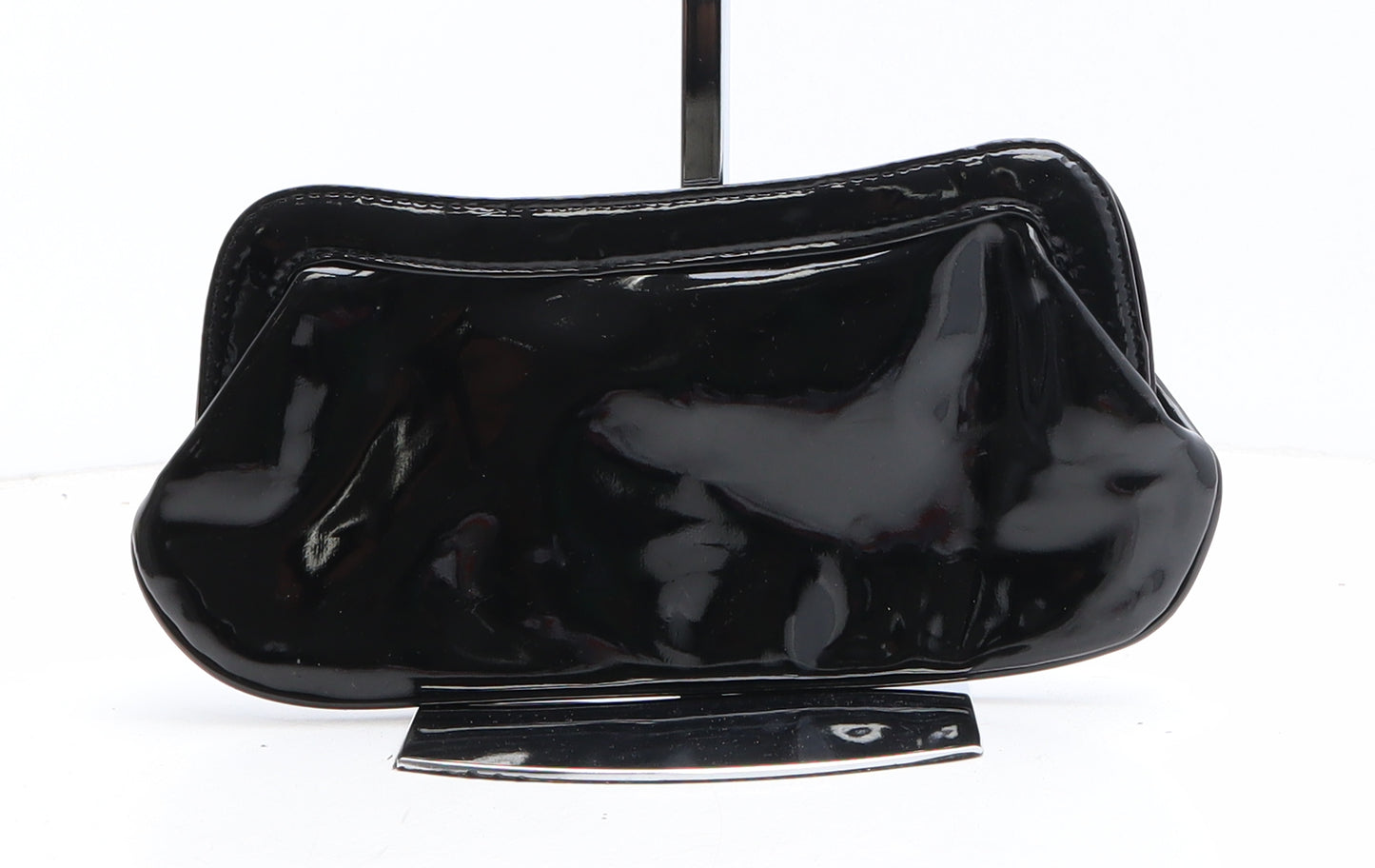 Preworn Womens Black Vinyl Clutch Size Mini