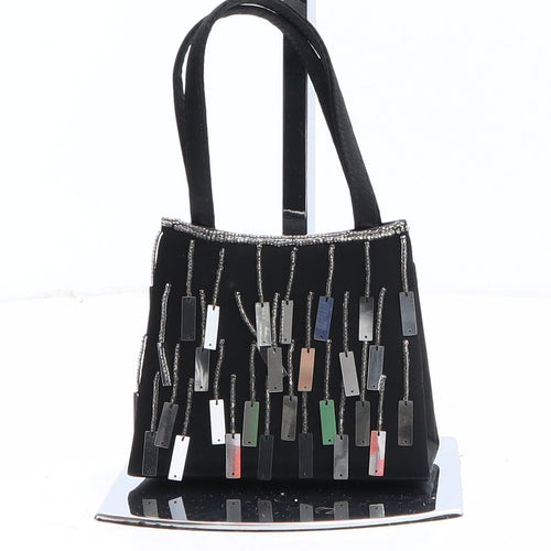 Preworn Womens Black Polyester Top Handle Bag Size Micro