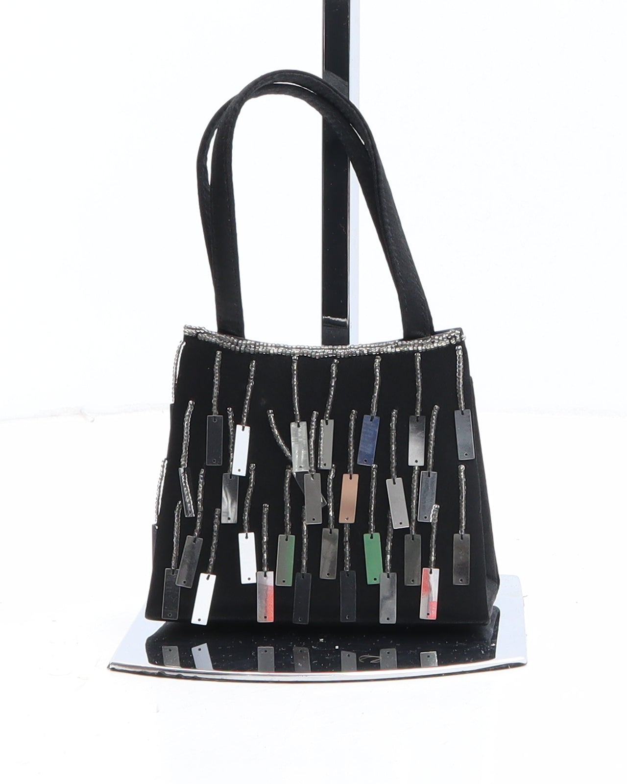 Preworn Womens Black Polyester Top Handle Bag Size Micro