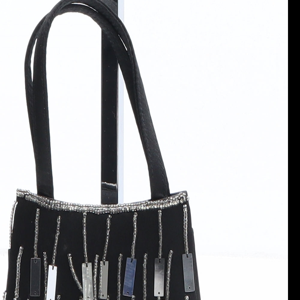 Preworn Womens Black Polyester Top Handle Bag Size Micro