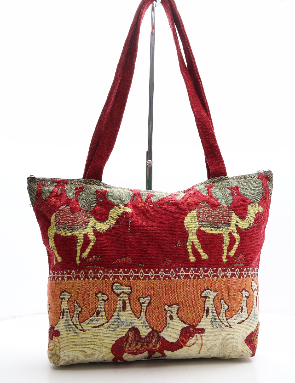 Preworn Womens Multicoloured Geometric Polyester Shoulder Bag Size Large