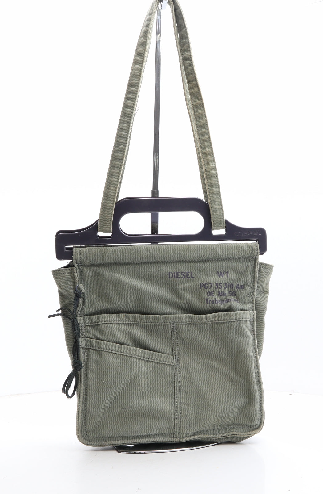 Diesel Womens Green Cotton Shoulder Bag Size Medium