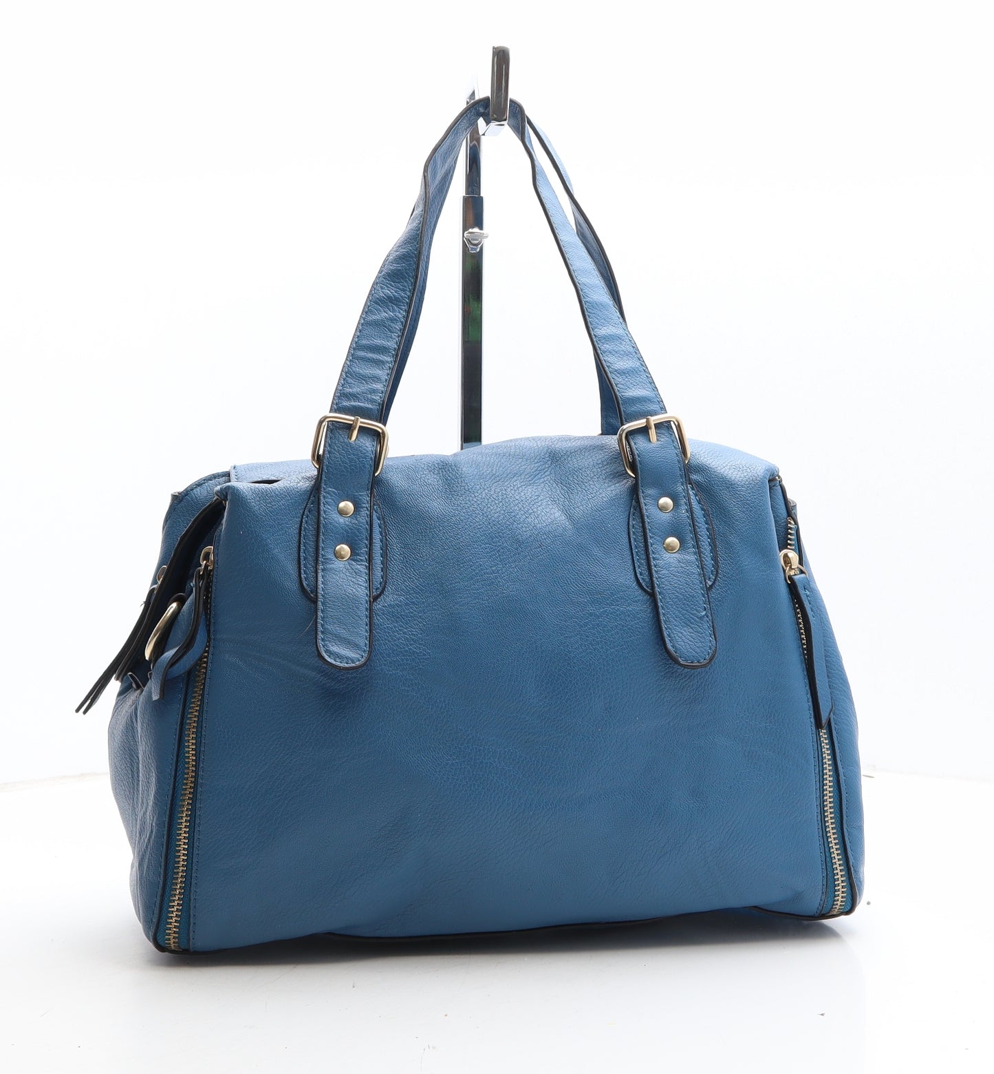 Miss Lulu Womens Blue Polyethylene Top Handle Bag Size Medium