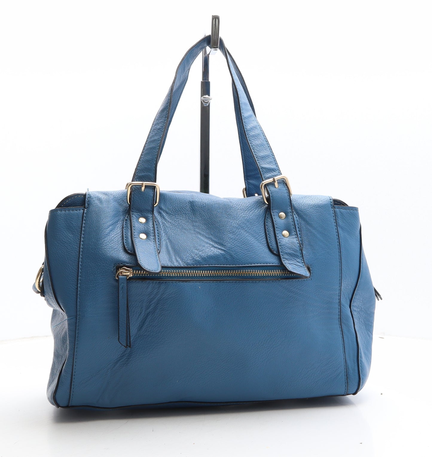 Miss Lulu Womens Blue Polyethylene Top Handle Bag Size Medium