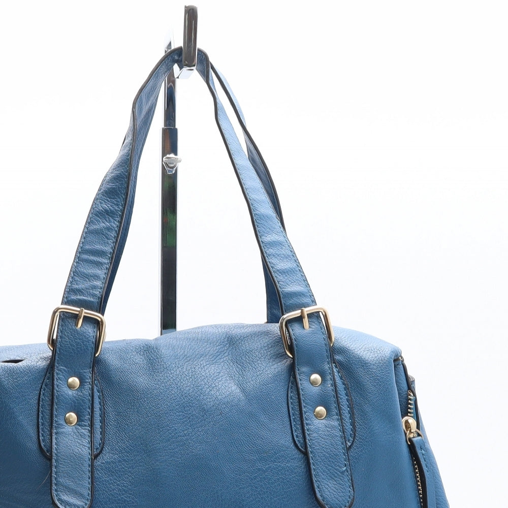 Miss Lulu Womens Blue Polyethylene Top Handle Bag Size Medium