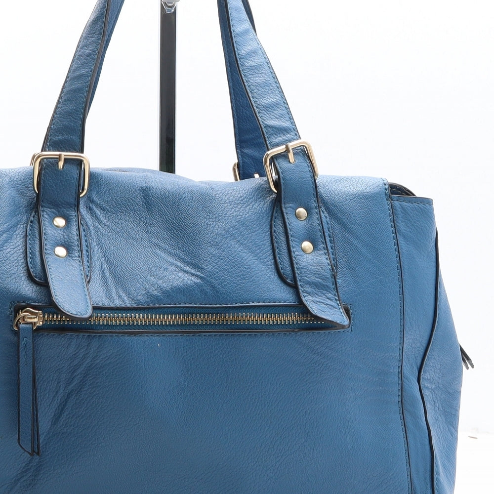 Miss Lulu Womens Blue Polyethylene Top Handle Bag Size Medium
