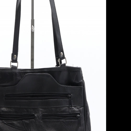 Preworn Womens Black Geometric Polyethylene Shoulder Bag Size Medium