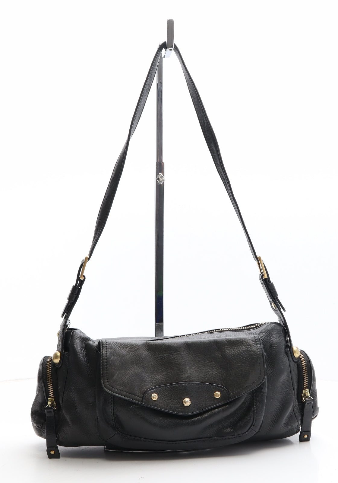 Moolool Womens Black Leather Top Handle Bag Size Medium