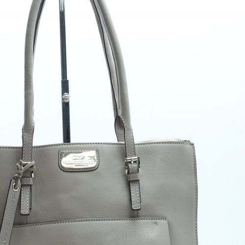 Paul Costelloe Womens Gray Natural Leather Top Handle Bag Size Medium