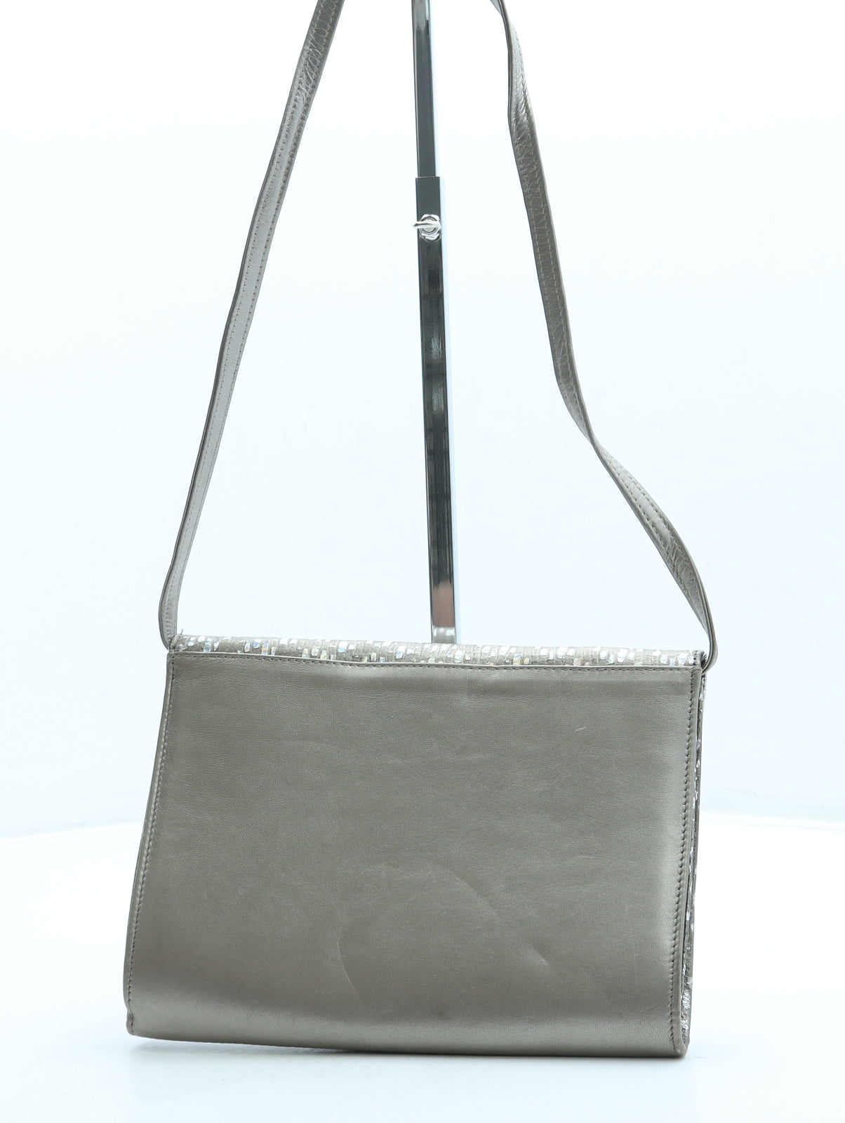 Preworn Womens Gold Leather Crossbody Size Small