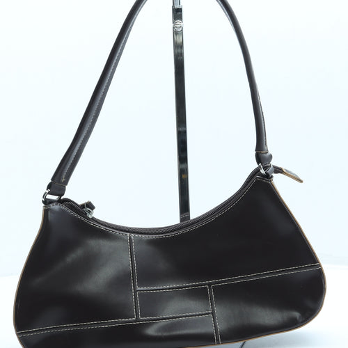 Preworn Womens Brass Leather Shoulder Bag Size Small