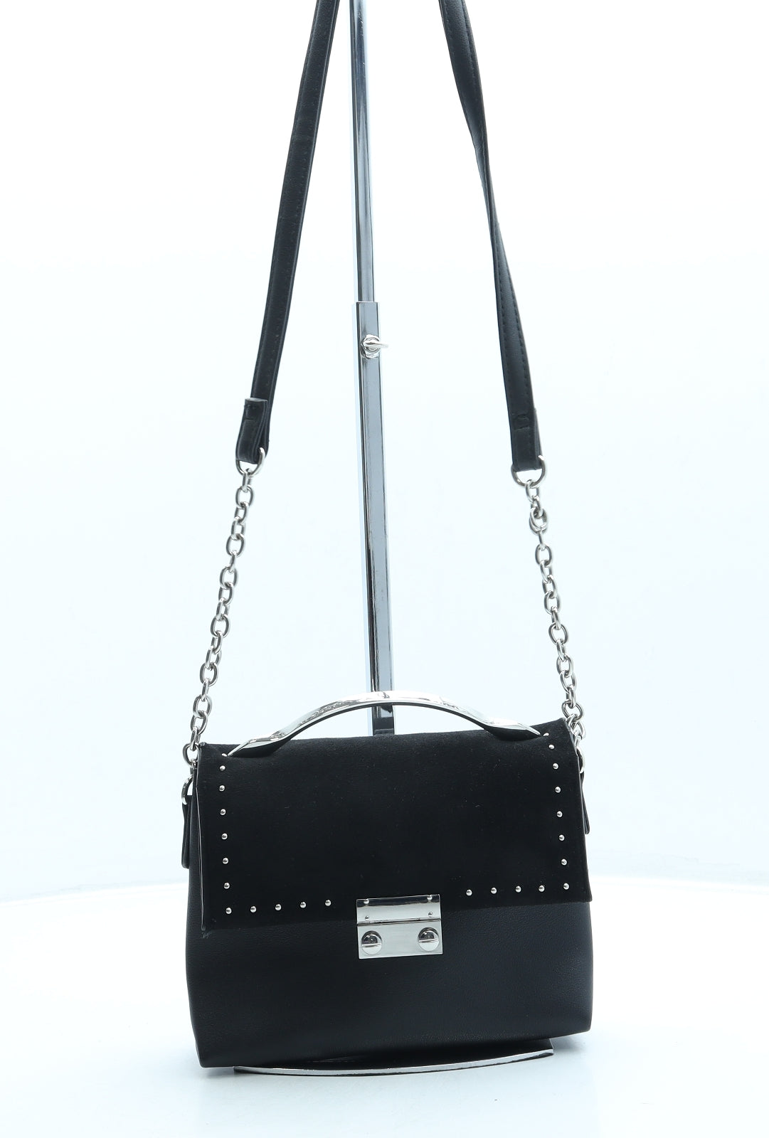 New Look Womens Black Leather Crossbody Size Small