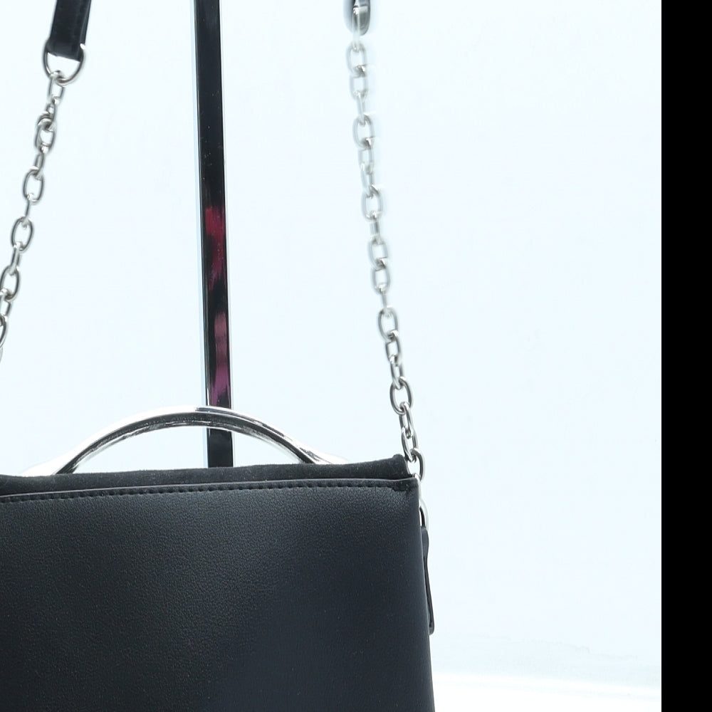 New Look Womens Black Leather Crossbody Size Small