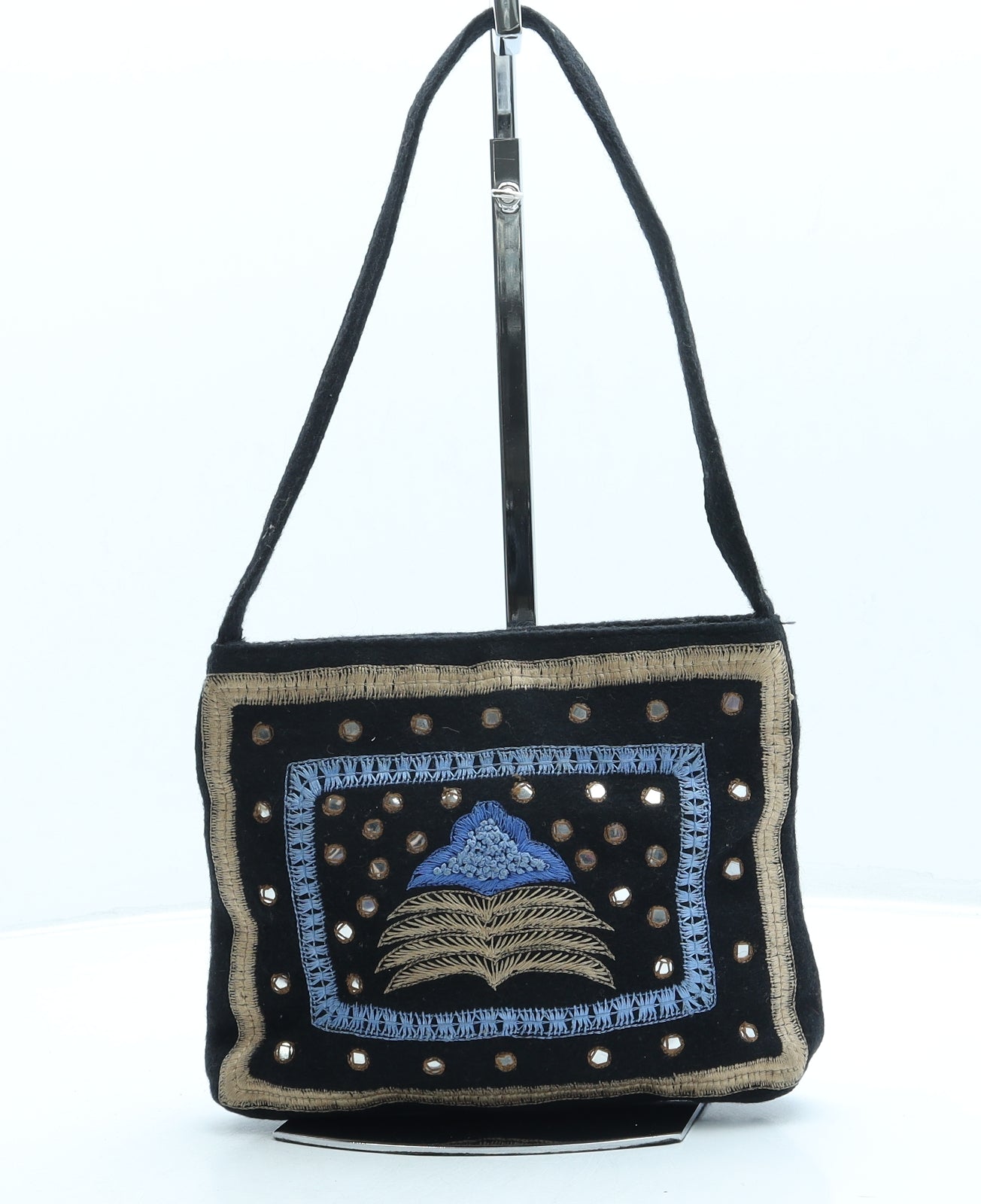 Designed for Tesco Womens Black Polyester Shoulder Bag Size Small