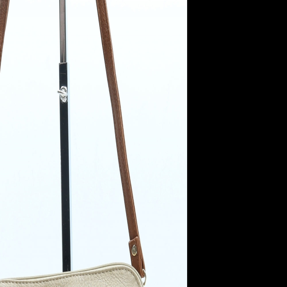 Preworn Womens Beige Colorblock Leather Crossbody Size Small