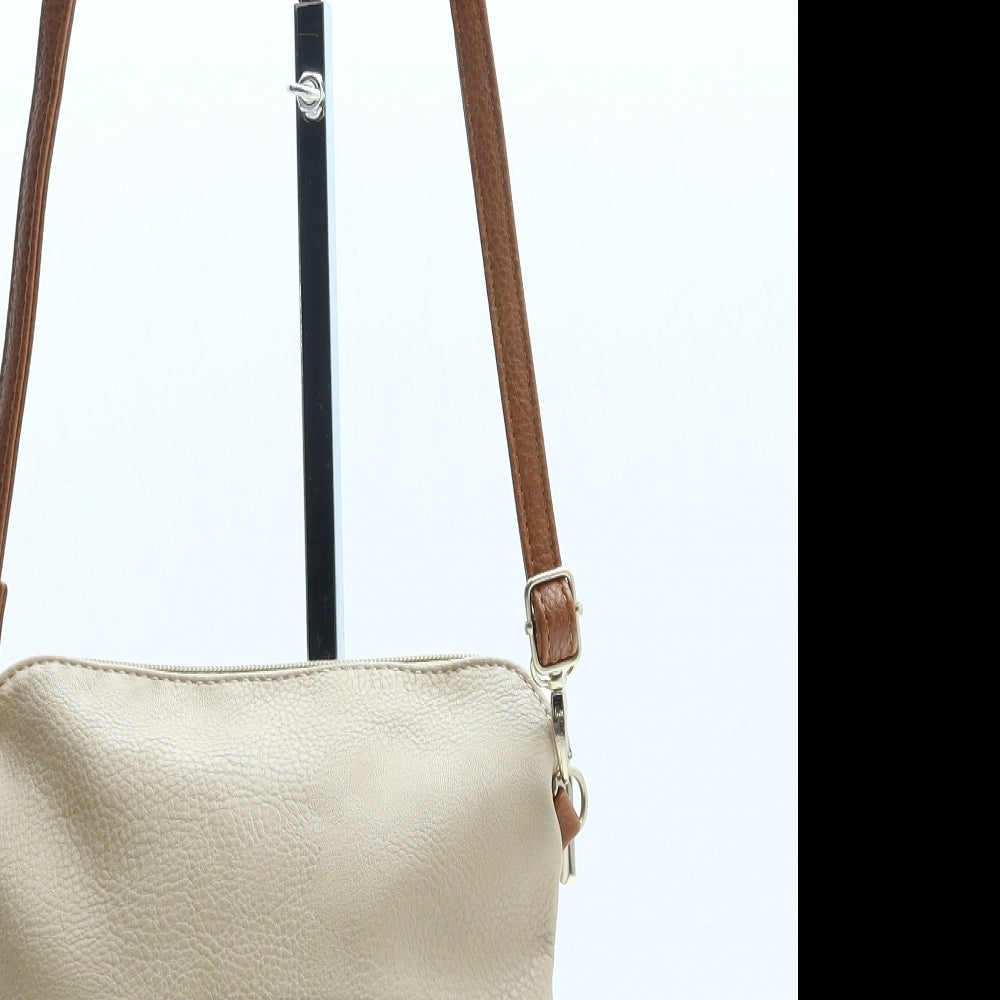 Preworn Womens Beige Colorblock Leather Crossbody Size Small