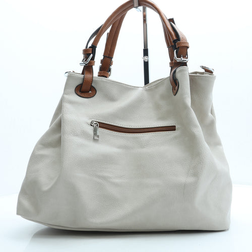 Preworn Womens Beige Leather Hobo Bag Size Medium
