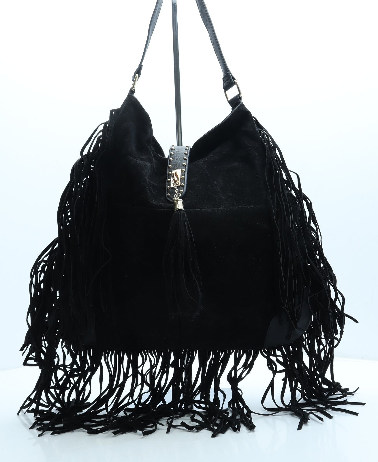 New Look Womens Black Suede Shoulder Bag Size Large