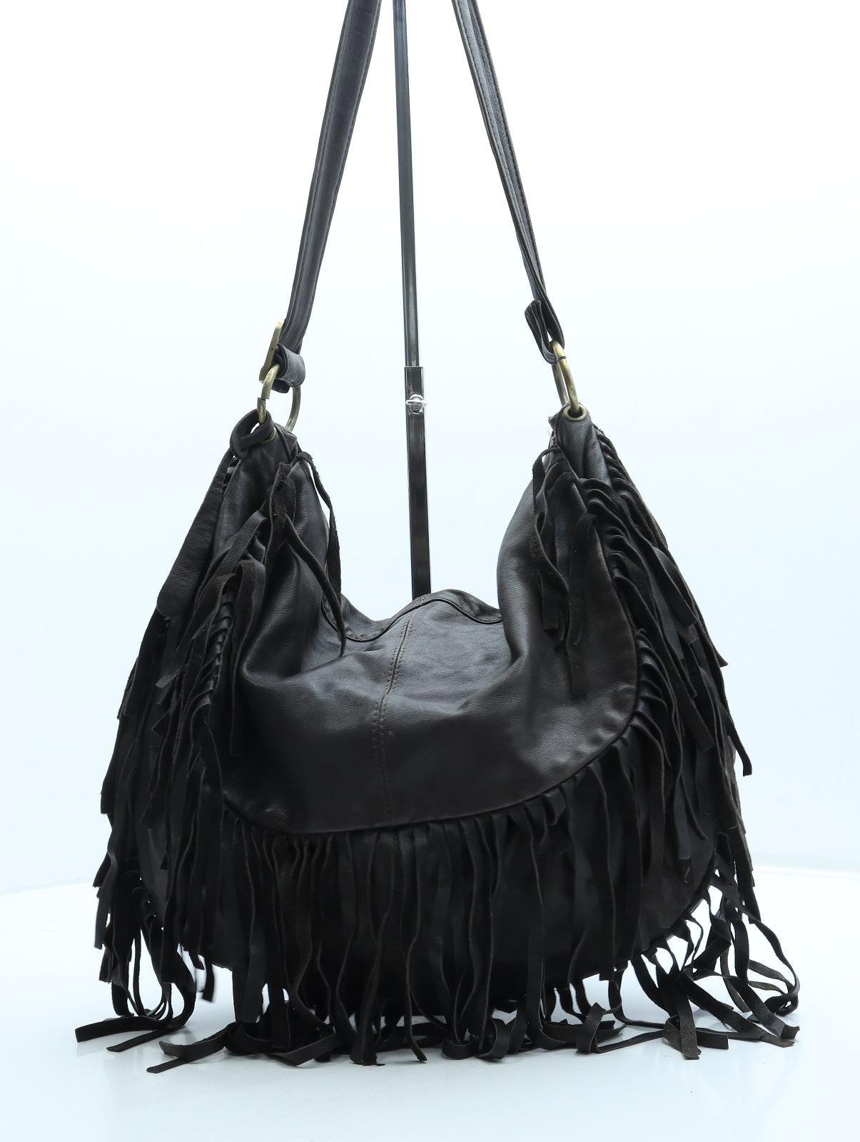 Topshop Womens Brown Leather Shoulder Bag Size Large