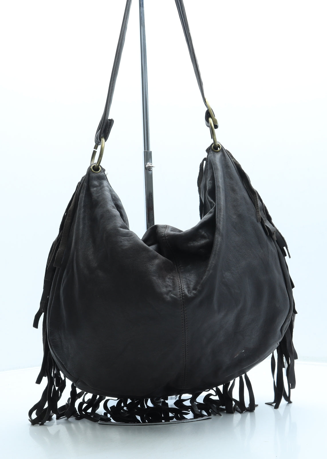 Topshop Womens Brown Leather Shoulder Bag Size Large